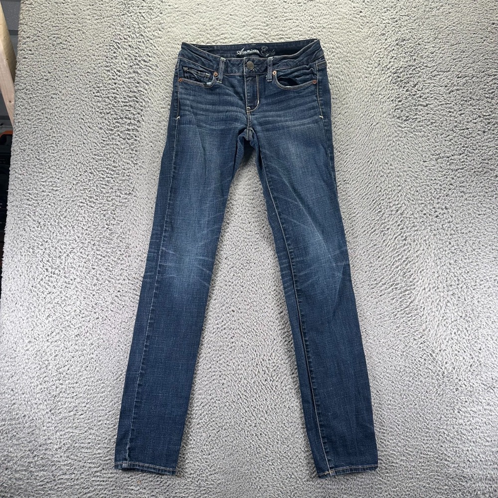American Eagle Outfitters Jeans Womens 2 Blue Cotton Denim Skinny Faded Stretch